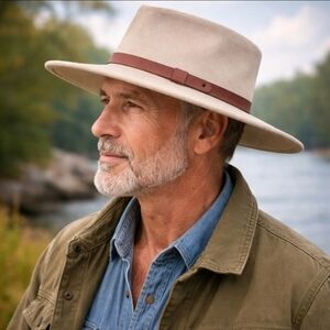 Vtg New York Hat & Cap Co. Cream Fedora Cotton Panama Hat Outdoors Brown Band